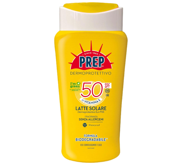 PREP Dermoprotettivo Latte Solare SPF 50 con Vitamina E - WaterProof 200ml Solari Protezione Corpo
