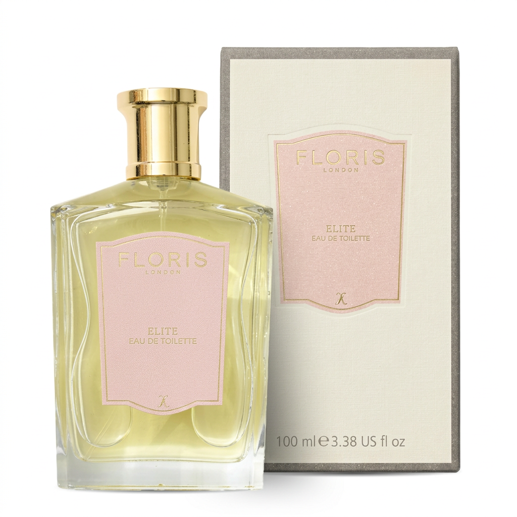 Floris London Elite Eau de Toilette, flacone e confezione su sfondo bianco