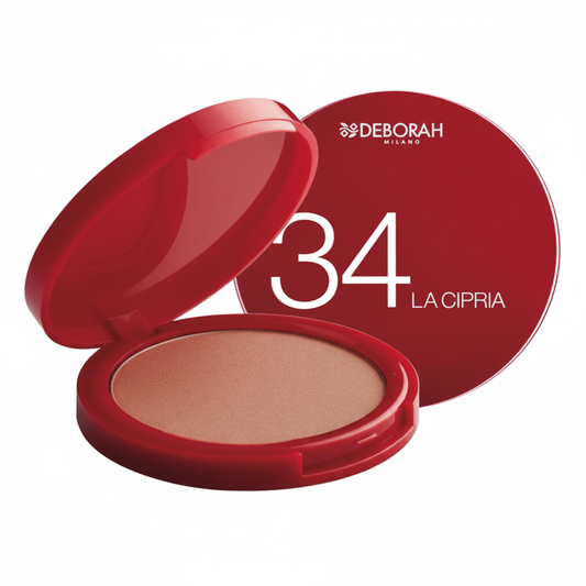 Deborah Milano La Cipria n.34 cipria compatta bronzo su sfondo bianco