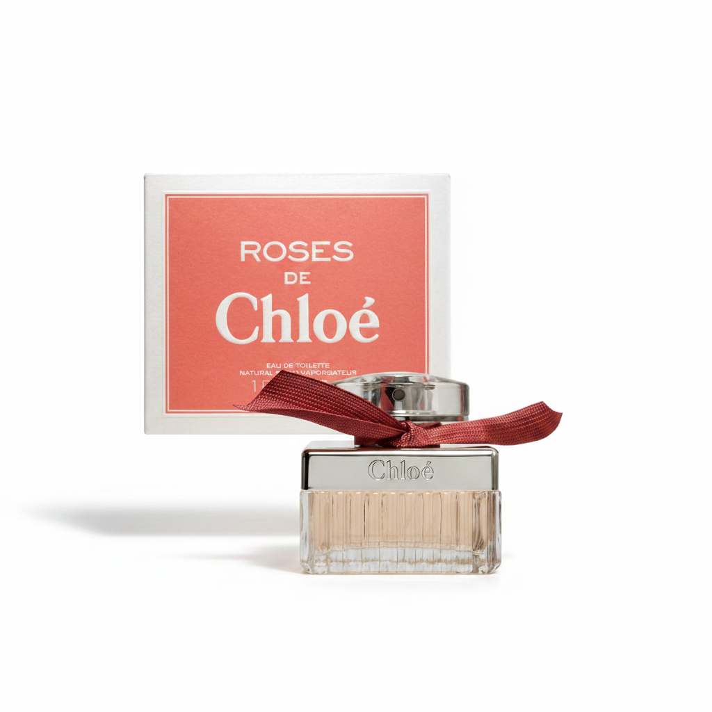 Roses de Chloé Eau de Toilette 30ml su sfondo bianco