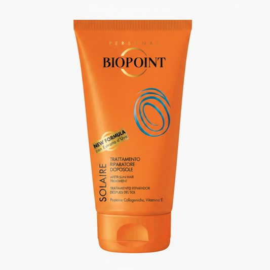 Biopoint Solaire Trattamento Riparatore Doposole Capelli su sfondo bianco